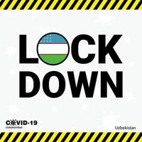 Coronavirus Uzbekistan Lock DOwn Typography with country flag Coronavirus pandemic Lock Down Design vector