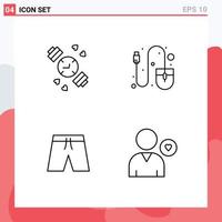 Pictogram Set of 4 Simple Filledline Flat Colors of watch clothing computer tool favorite Editable Vector Design Elements