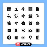 Group of 25 Modern Solid Glyphs Set for copy file folder data business placeholder Editable Vector Design Elements