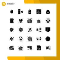 User Interface Pack of 25 Basic Solid Glyphs of email programming one development coding Editable Vector Design Elements