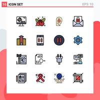 Set of 16 Modern UI Icons Symbols Signs for building envelope lock email user Editable Creative Vector Design Elements