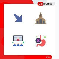 Pack of 4 creative Flat Icons of arrow conference church cross presentation Editable Vector Design Elements