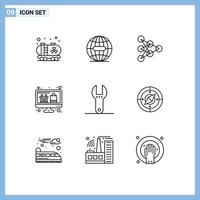 9 Creative Icons Modern Signs and Symbols of tool control deep online shopping display Editable Vector Design Elements