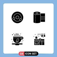 4 Thematic Vector Solid Glyphs and Editable Symbols of atom cafe molecule toilet leaf Editable Vector Design Elements