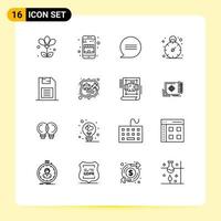 Stock Vector Icon Pack of 16 Line Signs and Symbols for sd card memory chip chat memory card management Editable Vector Design Elements