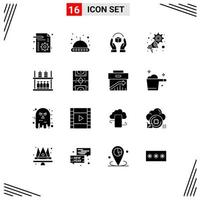 Pack of 16 creative Solid Glyphs of goods settings caring megaphone advertising Editable Vector Design Elements