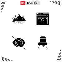 4 Creative Icons Modern Signs and Symbols of nature web mountain links eye Editable Vector Design Elements