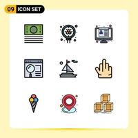 Set of 9 Modern UI Icons Symbols Signs for boat web employment search interface Editable Vector Design Elements