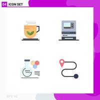 User Interface Pack of 4 Basic Flat Icons of cup chemistry wellness machine chemistry lab Editable Vector Design Elements