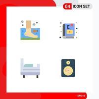 4 Flat Icon concept for Websites Mobile and Apps fish study therapy e learning bed room Editable Vector Design Elements