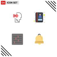4 Flat Icon concept for Websites Mobile and Apps logic options solving communication bells Editable Vector Design Elements