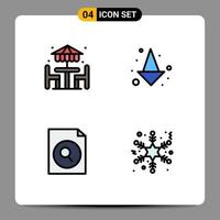 Filledline Flat Color Pack of 4 Universal Symbols of beach search furniture full snow Editable Vector Design Elements