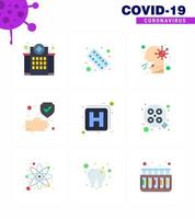 icono de conciencia de coronavirus 9 iconos de color plano icono incluido mano enferma personas de salud cuidado de la salud coronavirus viral 2019nov enfermedad vector elementos de diseño