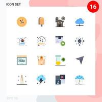 conjunto de pictogramas de 16 colores planos simples de arquitectura de datos arquitectura granero tecnología en línea paquete editable de elementos de diseño de vectores creativos