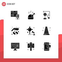 User Interface Pack of 9 Basic Solid Glyphs of lights growth physics seed farming Editable Vector Design Elements