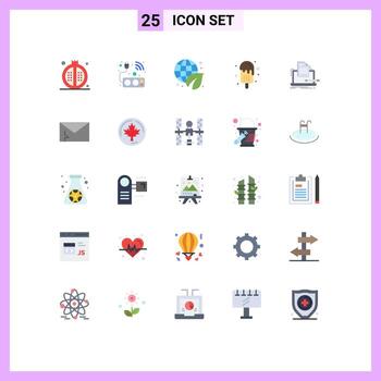 conjunto moderno de 25 colores planos y símbolos como codificador helado wifi helado verde elementos de diseño vectorial editables vector