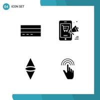 Mobile Interface Solid Glyph Set of 4 Pictograms of business discount finance promotion ethereum Editable Vector Design Elements