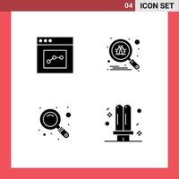 Thematic Vector Solid Glyphs and Editable Symbols of analytics search user search bulb Editable Vector Design Elements