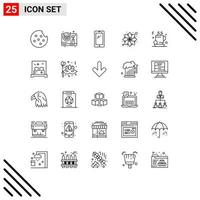 Line Pack of 25 Universal Symbols of coffee tea mobile party pattern Editable Vector Design Elements