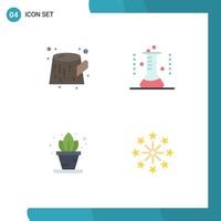 Set of 4 Modern UI Icons Symbols Signs for pollution living chemical flask lab glassware celebration Editable Vector Design Elements