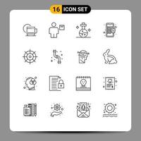 16 User Interface Outline Pack of modern Signs and Symbols of control mobile shipment mall tube Editable Vector Design Elements