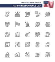 Big Pack of 25 USA Happy Independence Day USA Vector Lines and Editable Symbols of country laud white speaker usa Editable USA Day Vector Design Elements