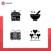 4 iconos creativos signos y símbolos modernos de plantas comerciales dinero hierbas medicinales televisión elementos de diseño vectorial editables vector