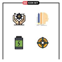 Pack of 4 Modern Filledline Flat Colors Signs and Symbols for Web Print Media such as business administration charge design size target Editable Vector Design Elements