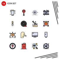 conjunto de 16 iconos modernos de la interfaz de usuario signos de símbolos para el trabajo de equipos de música de energía eléctrica elementos de diseño de vectores creativos editables