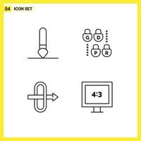 Set of 4 Modern UI Icons Symbols Signs for brush display gdpr gateway 89 Editable Vector Design Elements