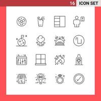 Set of 16 Vector Outlines on Grid for space flag grid profile description Editable Vector Design Elements