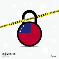 bloqueo de samoa plantilla de conciencia de pandemia de coronavirus de bloqueo diseño de bloqueo de covid19 vector