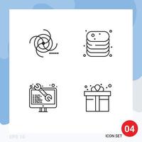 Mobile Interface Line Set of 4 Pictograms of black shop galaxy canned software Editable Vector Design Elements