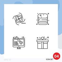 Mobile Interface Line Set of 4 Pictograms of black shop galaxy canned software Editable Vector Design Elements