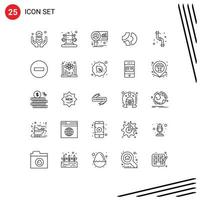 Modern Set of 25 Lines Pictograph of plumber mechanical diagram crypto currency coin Editable Vector Design Elements