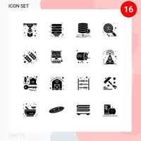 16 Thematic Vector Solid Glyphs and Editable Symbols of food marketing algorithm finance flow Editable Vector Design Elements
