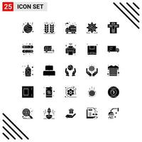 Pack of 25 Modern Solid Glyphs Signs and Symbols for Web Print Media such as death configuration city wrench cog Editable Vector Design Elements