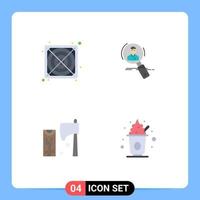 conjunto de iconos planos de interfaz móvil de 4 pictogramas de hardware reanudar búsqueda caza construcción elementos de diseño vectorial editables vector