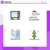 Set of 4 Vector Flat Icons on Grid for deposit book clipboard paper note Editable Vector Design Elements