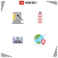 Set of 4 Vector Flat Icons on Grid for bucket full development electric inbox Editable Vector Design Elements