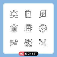 9 Creative Icons Modern Signs and Symbols of layer bottle analysis fruit research Editable Vector Design Elements