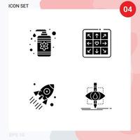 4 User Interface Solid Glyph Pack of modern Signs and Symbols of drop business care play project Editable Vector Design Elements