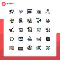 conjunto de 25 iconos de interfaz de usuario modernos signos de símbolos para la solución de diseño de prototipos mensajes creativos elementos de diseño vectorial editables vector