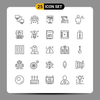 Modern Set of 25 Lines and symbols such as body technology advertise arm atoumated Editable Vector Design Elements