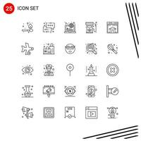 Set of 25 Modern UI Icons Symbols Signs for sell renewable internet gas diesel Editable Vector Design Elements