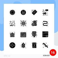 Universal Icon Symbols Group of 16 Modern Solid Glyphs of relax foot mail megaphone audio Editable Vector Design Elements