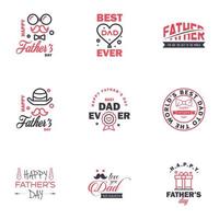 9 colección de diseño del día del padre feliz en negro y rosa un conjunto de doce diseños del día del padre de estilo vintage de color marrón sobre elementos de diseño vectorial editables de fondo claro vector