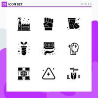 Pictogram Set of 9 Simple Solid Glyphs of funds financing drink botany biological Editable Vector Design Elements