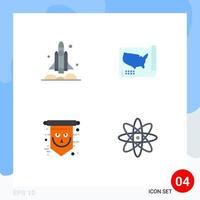 Set of 4 Vector Flat Icons on Grid for launcher flag transport states scary Editable Vector Design Elements