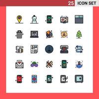 Set of 25 Modern UI Icons Symbols Signs for delete basket online wallet wireframe seo Editable Vector Design Elements